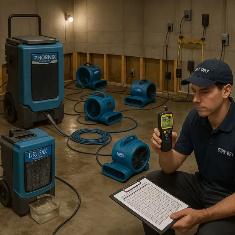 Structural Drying and Dehumidification process in Pine Mountain Club, CA